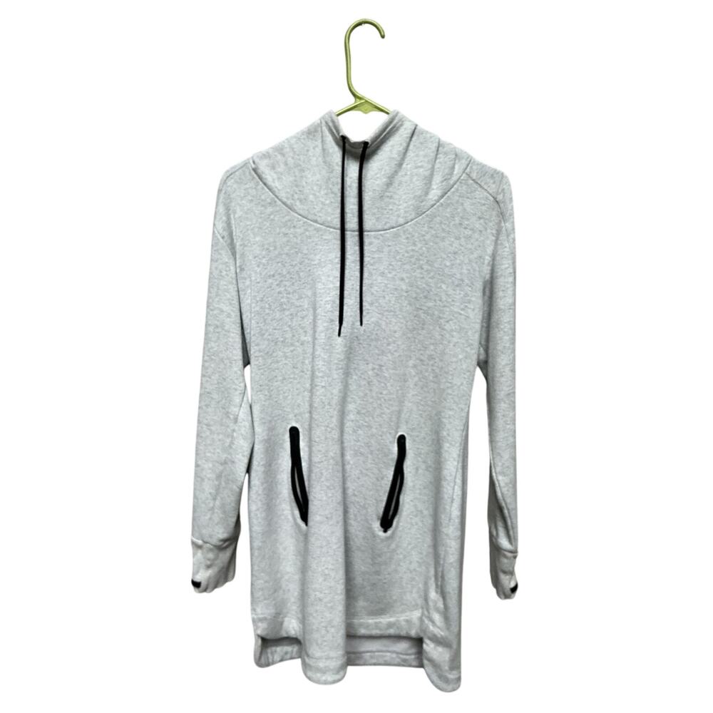 Athleta Light Gray Hoodie Dress Polyester Cotton Spandex Blend